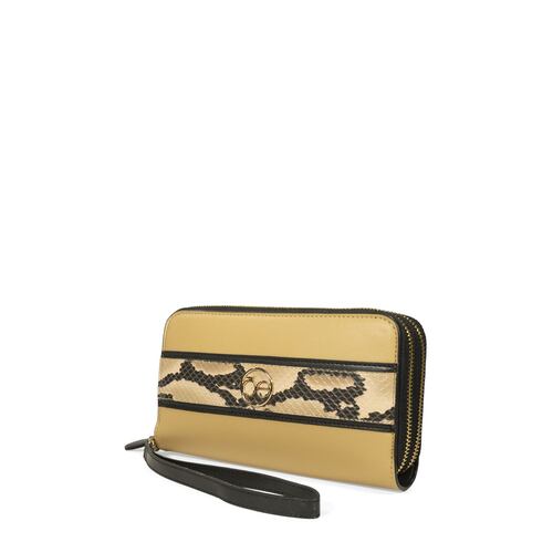 Billetera Cierre Doble Cloe Camel para Mujer