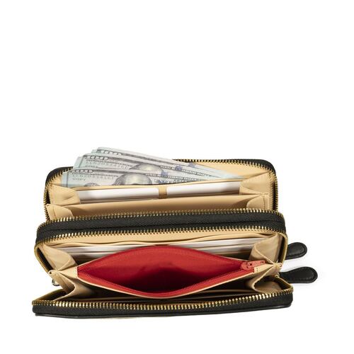 Billetera Cierre Doble Cloe Camel para Mujer