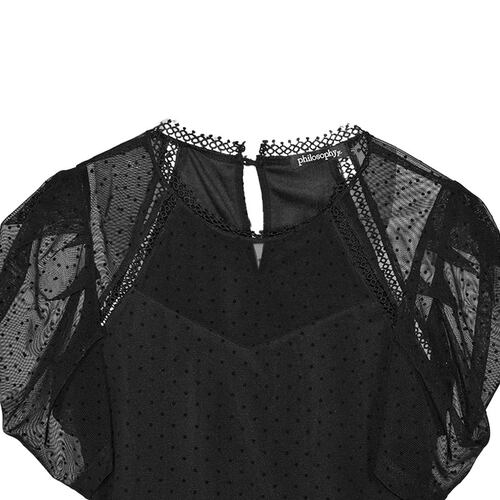 Blusa con aplicación de encaje tipo mesh para mujer Philosophy