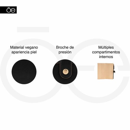 Billetera Flap Cloe Negra para Mujer