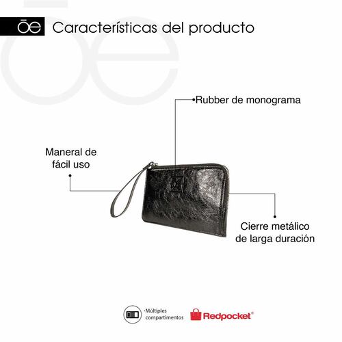 Billetera Porta Documentos Cloe Plata para Mujer