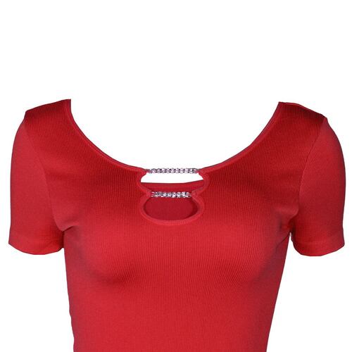 Playera lisa con aplicaciones en cuello para mujer Philosophy talla chica mediana