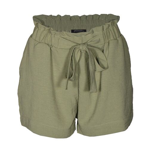 Short recto liso con cinta de amarre para mujer Philosophy (Talla Mediana)