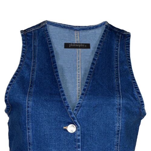 Chaleco tipo mezclilla con botones para mujer Philosophy (Talla Grande)