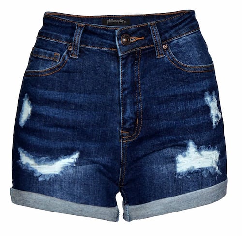 Short de mezclilla desgarrado con bolsillos para mujer Philosophy talla chica