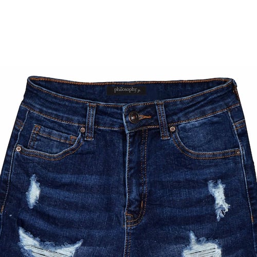 Short de mezclilla desgarrado con bolsillos para mujer Philosophy talla chica