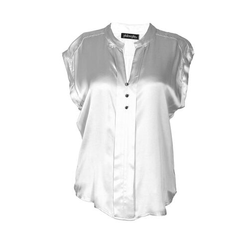 Blusa tipo satín con botones para mujer Philosophy (Talla Extra grande)