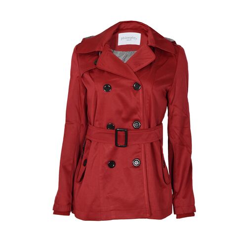 Gabardina corta con cinturón Philosophy Woman rojo talla chica para mujer