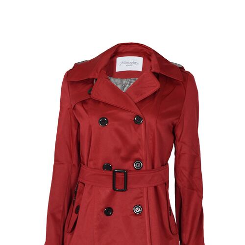 Gabardina corta con cinturón Philosophy Woman rojo talla chica para mujer