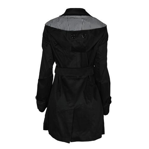 Gabardina con cinturón y capucha Philosophy color negro talla chica para Mujer