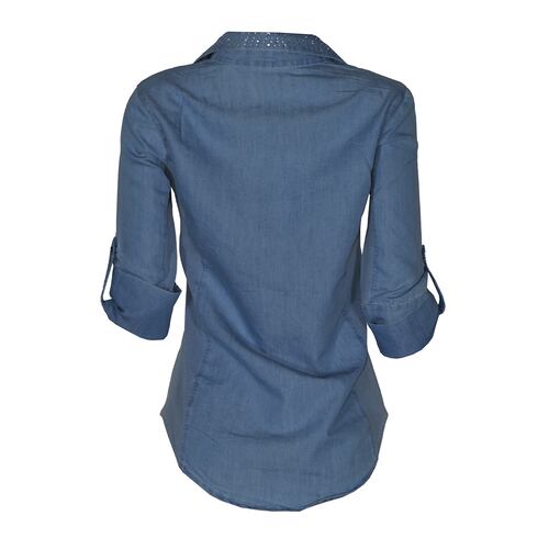 Blusa de Mezclilla con aplicaciones de Pedrería Philosophy Jr Plus para  Mujer  Talla 2X para Mujer