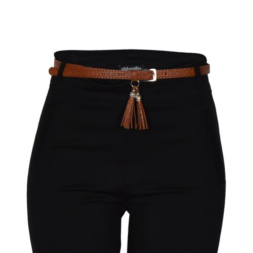 Pantalón recto con cinturón Philosophy color negro talla grande para Mujer
