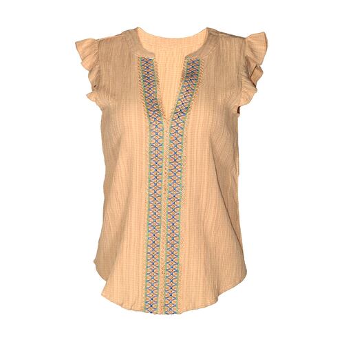 Blusa con detalle bordado Philosophy color café claro talla mediana para Mujer