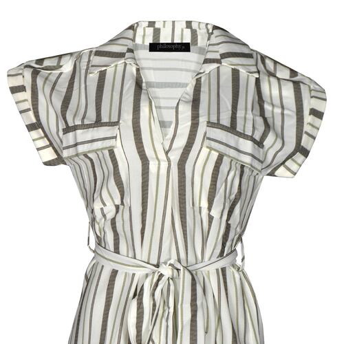 Vestido corto con cinta de amarre Philosophy color verde combinado talla chica para Mujer