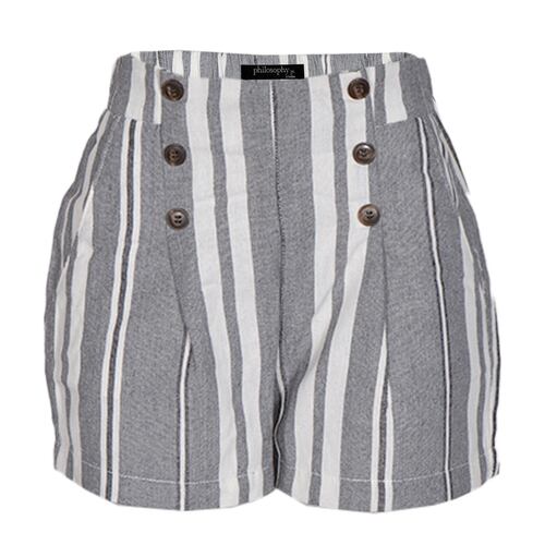 Short con Estampado a Rayas Philosophy Color Gris Combinado Talla Chica para Mujer