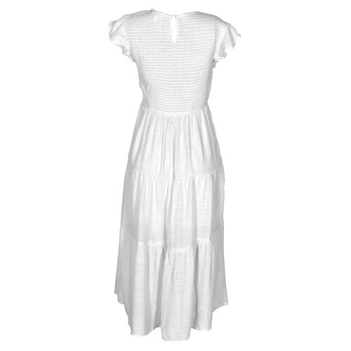 Vestido largo con smock Philosophy color blanco talla chica para Mujer
