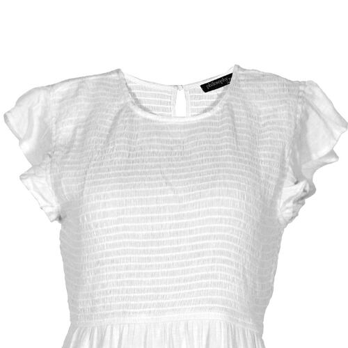 Vestido largo con smock Philosophy color blanco talla chica para Mujer