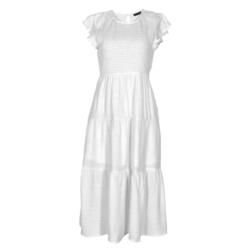 Vestido largo con smock Philosophy color blanco talla mediana para Mujer
