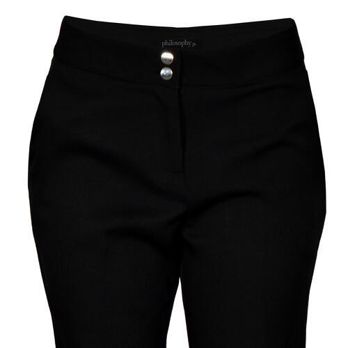 Pantalón Liso Recto con Bolsillos Philosophy Color Negro Talla Extra Grande para Mujer