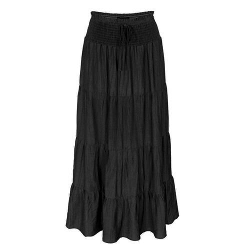 Falda Larga con Olanes Philosophy Color Negro Talla Mediana para Mujer