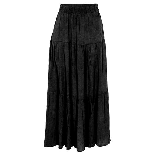 Falda Larga con Olanes Philosophy Color Negro Talla Chica para Mujer