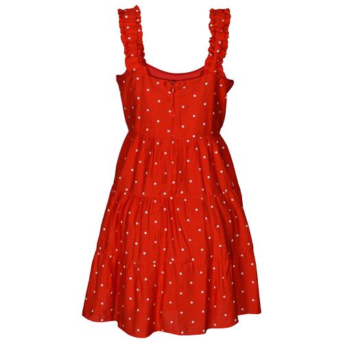 Vestido Corto con Olanes y Estampado de Lunares Philosophy Talla Mediana Color Rojo Combinado para Mujer