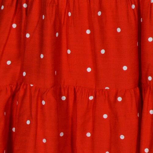 Vestido Corto con Olanes y Estampado de Lunares Philosophy Talla Mediana Color Rojo Combinado para Mujer