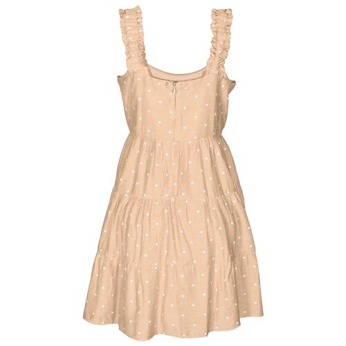 Vestido Corto con Olanes y Estampado de Lunares Philosophy Talla Mediana Color Beige Combinado para Mujer