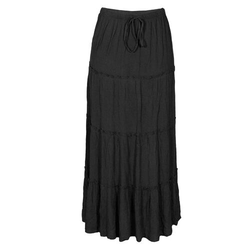 Falda Larga con Olanes Philosophy Color Negro Talla Mediana para Mujer