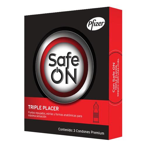 Preservativo Triple Placer con 3 piezas Safe On
