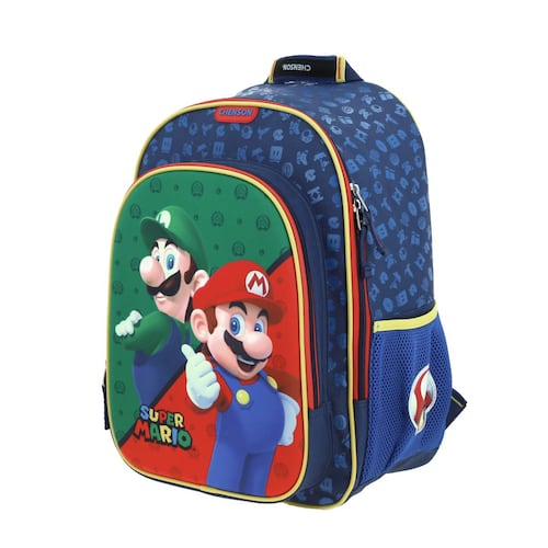 Mochila Escolar Azul Mario Bros Chenson