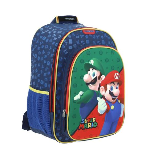 Mochila Escolar Azul Mario Bros Chenson