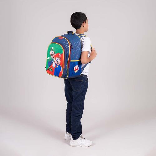 Mochila Escolar Azul Mario Bros Chenson