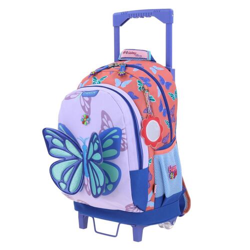 Mochila Escolar Rodante Chenson Azul Buter Happy Girl