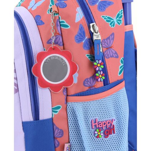 Mochila Escolar Rodante Chenson Azul Buter Happy Girl