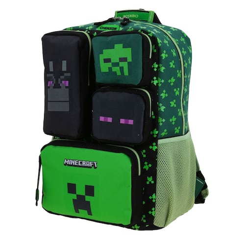 Mochila Escolar Grande Chenson Verde Const Minecraft