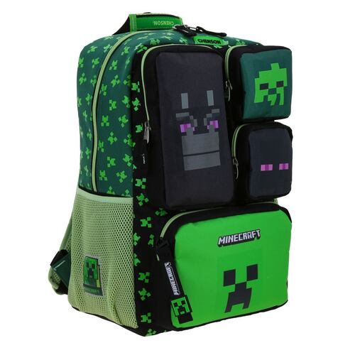 Mochila Escolar Grande Chenson Verde Const Minecraft