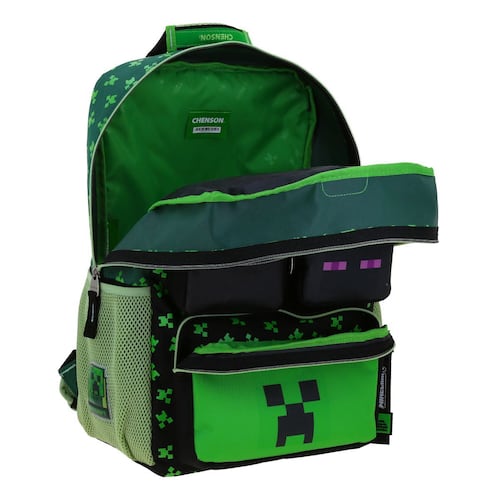 Mochila Escolar Grande Chenson Verde Const Minecraft