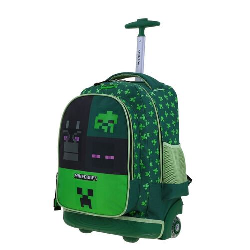 Mochila Escolar Rodante Chenson Verde Const Minecraft