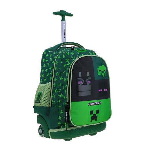 Mochila Escolar Rodante Chenson Verde Const Minecraft