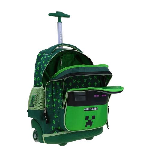 Mochila Escolar Rodante Chenson Verde Const Minecraft