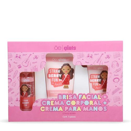 Set Crema De Manos , Brisa Facial Y Crema Corporal Straw Berry Cloe