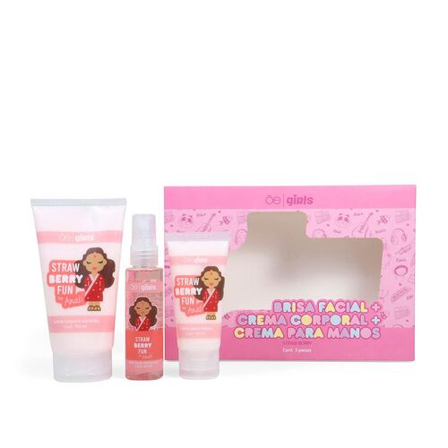 Set Crema De Manos , Brisa Facial Y Crema Corporal Straw Berry Cloe
