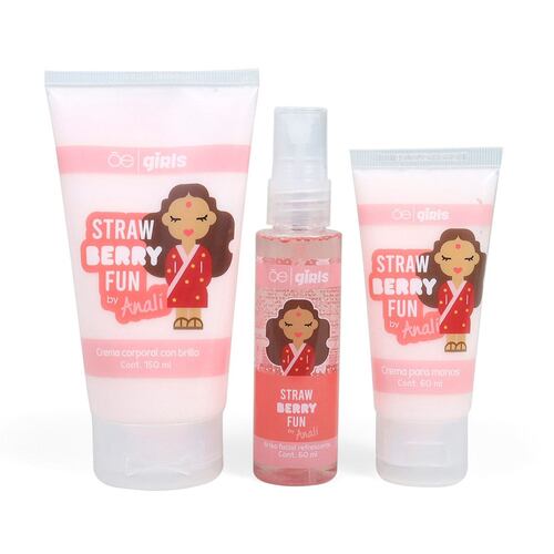 Set Crema De Manos , Brisa Facial Y Crema Corporal Straw Berry Cloe