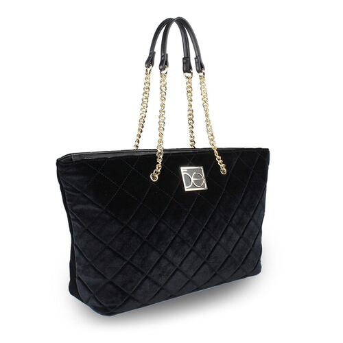 Bolso Cloe Tote Negro Asa De Cadena