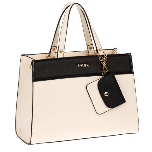 Bolsa Tyler T1299-3 tote beige/negra