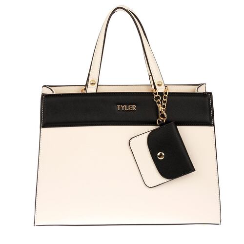 Bolsa Tyler T1299-3 tote beige/negra