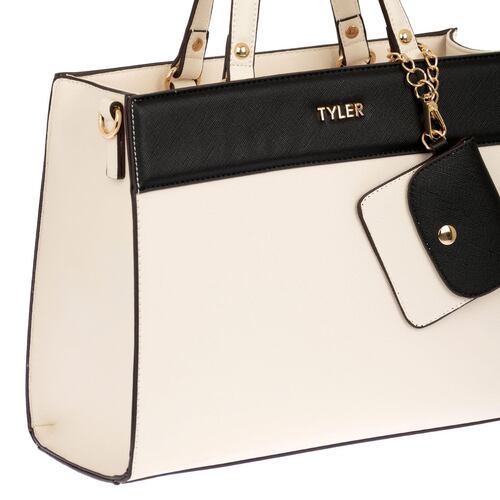 Bolsa Tyler T1299-3 tote beige/negra