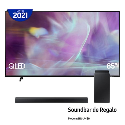 Paquete Smart TV QLED Samsung 85" 4K QN85Q60AAFXZX + Barra de Sonido Samsung HW-A450/ZX