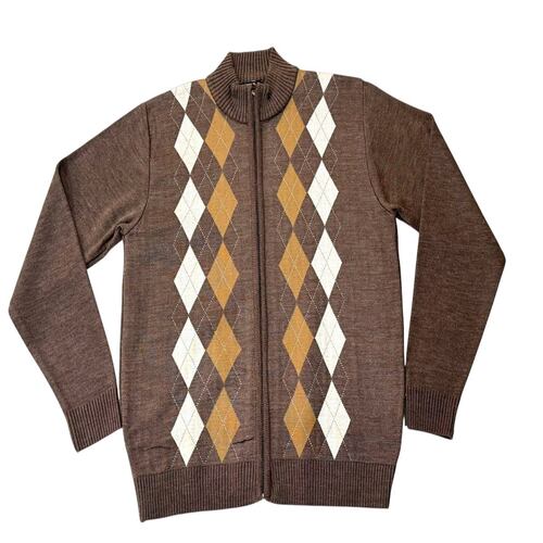 Suéter Abierto Rombos Márquez Fratello Beige Talla Mediana para Hombre